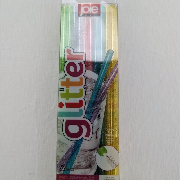Joie Glitter Straws Reusable 20 Piece Cleaning Brush Included New in Package - Picture 3 of 5